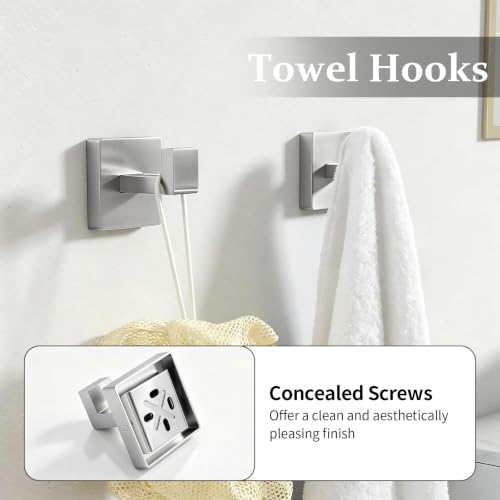STWWO 10-Piece Bathroom Accessories Hardware Set Brushed Nickel | 24 inch Towel Bar, Stainless Steel Towel Racks for Bathroom, Bath Towel Bar Set Wall Mounted - color: Brushed Nickel, size: 24 inch-10pcs