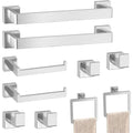 Bathroom Accessories Towel Bar Set: 10 Pieces Brushed Nickel Square Bathroom Hardware SUS304 Stainless Steel - Wall Mounted Towel Rack&Toilet Paper Holder&Towel Ring and Towel Hook - color: Brushed Nickel, size: 16inch 10 Pieces