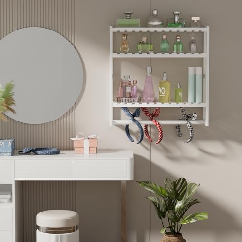 Towel Rack Bathroom Storage Shelves Over The Toilet with Towel Bar 100% Bamboo Adjustable Height Floating Shelf Wall Shower Shelf for Small Space Bathroom Kitchen Multi Usage White New 2Pack - color: Updated White 2pack