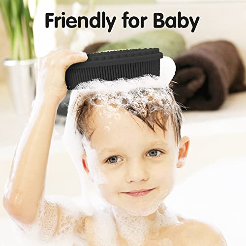 3 Pack Silicone Body Scrubber, Soft Silicone Loofah Exfoliating Body Scrubber, Silicone Body Brush Bath Shower Scrubber for Body, 2 in 1 Bath and Shampoo Wash Brush for Skin Exfoliation Men Women - size: Black+Pink+Green