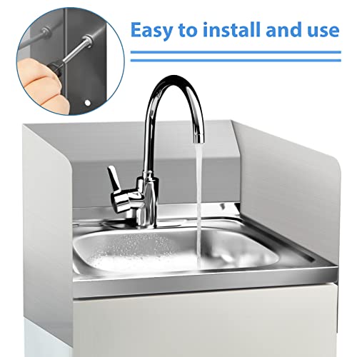 Therwen 2 Pcs Stainless Steel Side Splash Guard for Sink 15 x 6 Inch Wall Mount Guard with Screws Commercial Restaurant Hand Sink and Compartment Prep Sink Kitchen Sink Splash Protector Supply - size: 15 x 6 Inch