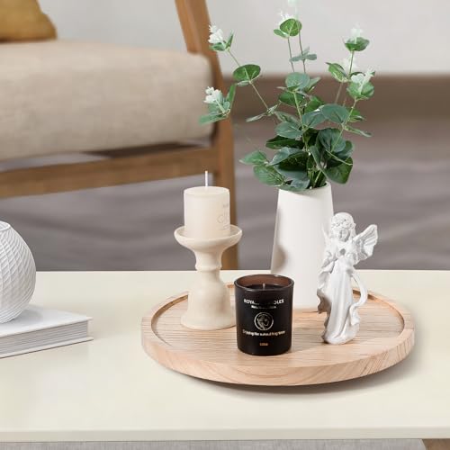 Wood Lazy Susan Organizer Kitchen Turntable for Cabinet Farmhouse Bathroom Decor Round Decorative Tray for Vanity, Counter, Sink, Coffee Table, 12 Inch, Brown - color: Brown, size: 12“