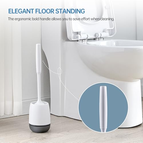 Toilet Brush, Toilet Bowl Brush and Holder Set for Bathroom, Toilet Cleaning Scrubber Cleaner Brush for Bathroom for Deep Cleaning with Stiff Plastic Bristle, Ventilated Holder (Black Head) - color: Black Head