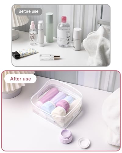 Mrsdry Travel Size Toiletries 8 Pack, TSA Approved 3oz/1oz Silicone Refillable Containers with Clear Travel Bag - color: Lavender, size: 3oz bottle 1oz jar