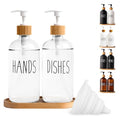 LOOCHICA Clear Glass Soap Dispenser Set with Tray, Transparent Dish and Hand Soap Dispenser Set, Refillable Reusable Apothecary Soap Pump Dispenser Bottles for Bathroom and Kitchen - color: A05-2 X Clear