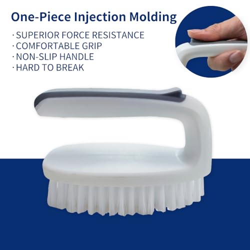CELOX Carpet Cleaning Brush, Heavy Duty Scrub Brush with Handle, 2 Pack, White - color: White Gray
