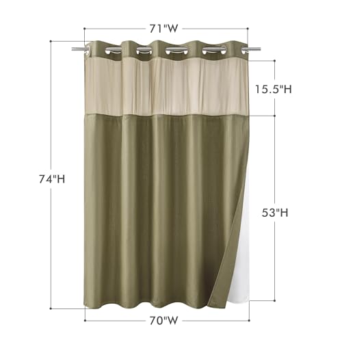 Mrs Awesome No Hook Shower Curtain with Snap-in Liner, Embossed Waffle Design Fabric Shower Curtain for Bathroom, Soft & Lightweight, 71x74, Taupe - color: Taupe, size: 71"W x 74"L (Pack of 1)