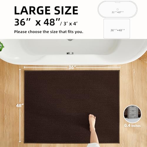 TYUU Large Bathroom Rugs Non Slip Washable Bath Rugs Super Absorbent Bathroom Rug Thin Quick Dry Low Pile Bath Mats, Brown 36"x48" - color: Brown01, size: 3' X 4' (Rectangular)