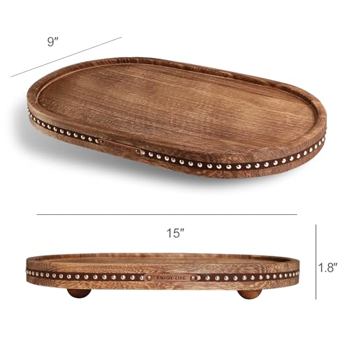 Decor Decorative Round Tray 11.81in for Home Decor for Coffee Table Farmhouse Kitchen Table Living Room Bathroom Centerpiece Tray Decor Oval Rustic - color: Oval Rustic