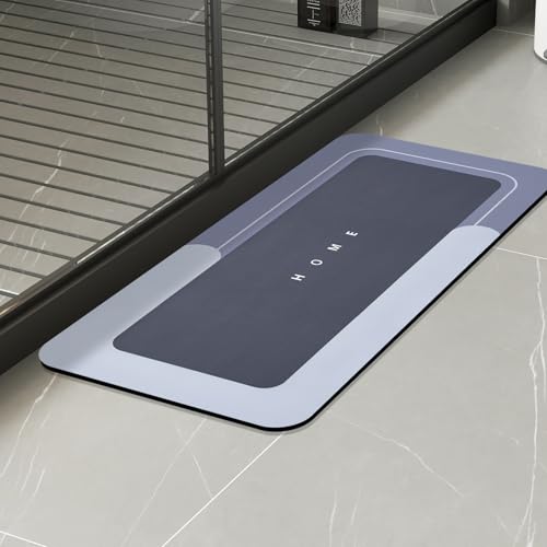 Housego Absorbent Bath Mat Magic Rug, Quick Drying Magic Bath Mat Non-Slip Floor Rug Rubber Backed for Bathroom Kitchen Shower Sink, Water Absorbent (1PC, 16.93''x34.65'', Blue) - color: Blue, size: 1'5" x 2'11" (Rectangular)