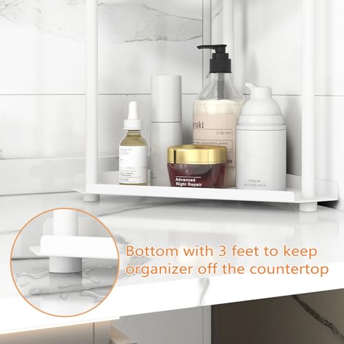 Jesginboo 3 Tier Bathroom Counter Organizer, Vanity Organizer Corner Shelf | Skincare, Makeup Countertop Organizers, Kitchen, Bathroom Counter Storage, White - color: White 3 Tier