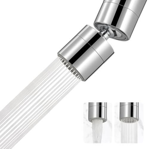 Hibbent Metal Faucet Aerator, 360-degree Swivel Metal Kitchen Sink Aerator, Dual-function Sink Sprayer Attachment, Faucet Replacement Part 55/64'' Female Thread, Silver - color: Silver, style: Classic 360 Degree Faucet Aerator