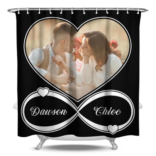 Personalized Shower Curtain Set Custom Photo Shower Curtains Modern Minimalist Home Bathroom Curtain Decor with 12 Hooks 84 Inch Wide * 72 Inch High - color: 1 Photo-2, size: 84"W x 72"L (Pack of 1)