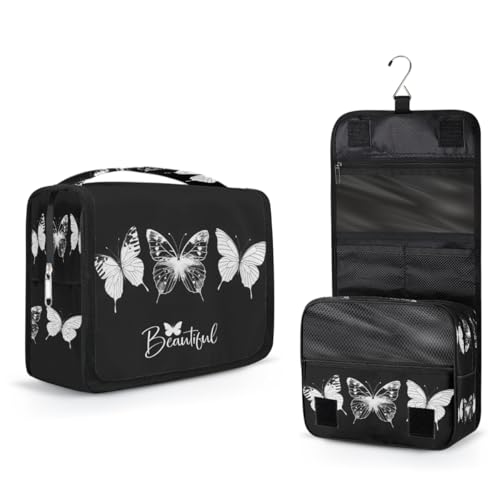 Travel Hanging Toiletry Bag for Women Girl Kinds Of Butterfly Vintage Cosmetic Bag Waterproof Makeup Organizer for Accessories, Shampoo, Full Sized Container, Toiletries for Bathroom Shower - color: B 02