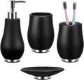 RQYIXI Bathroom Accessories Set 4 Pcs Toothbrush Holder Soap Dispenser Ceramic Bathroom Accessory Set with Toothbrush Cup Soap Dish Tumbler Black - color: K-black
