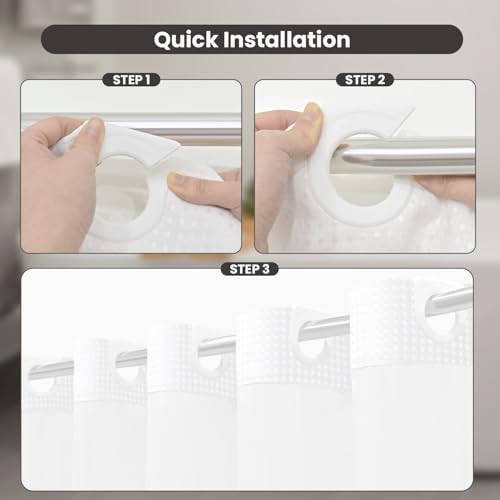 Inhousolu No Hook Shower Curtain with Snap-in Fabric Liner, Waffle Weave 230 GSM Polyester, Weighted Hem, Water Repellent Washable, Mesh Top Window 72" W x 72" L White - color: White, size: 72"W x 72"L (Pack of 1)
