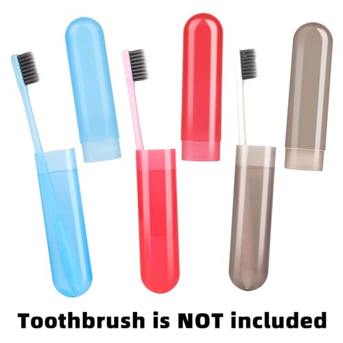 6 Pack Travel Toothbrush Case Breathable Portable Toothbrush Holder Plastic Toothbrush Cover Container for Couples Valentine Gifts, Traveling, Bathroom, School, Home, Business, Camping - color: Red+Blue+Green+Grey+Lucency(2)