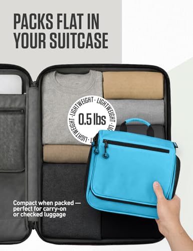 VENTURE 4TH Hanging Travel Toiletry Bag for Women & Men – Large Toiletry Organizer with 18 Compartments, Removable TSA Pouch, Travel Wash Bag for Toiletries, Makeup & Shaving Kit (Light Blue) - color: Tiffany Blue