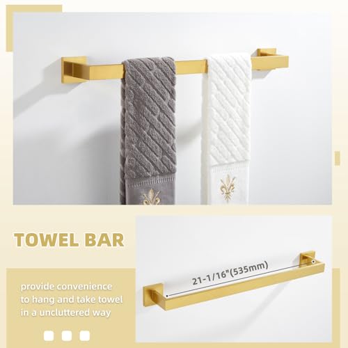 Bathroom Hardware Set 4-Piece, Angle Simple SUS304 Stainless Steel Bath Accessory Kit, Bathroom Fixture Set with Robe Hook, Toilet Paper Holder, Towel Holder and Towel Bar, Brushed Dark Gold - color: Brushed Dark Gold