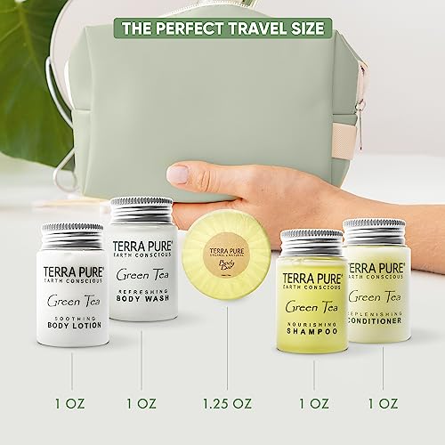 Terra Pure Hotel Soaps & Toiletries Bulk Set | 1-Shoppe Amenities Kit | 1oz Shampoo & Conditioner, Body Wash, Lotion, 1.25oz Bar Soap | Travel Size | 150 Pieces - style: 150 PIECES