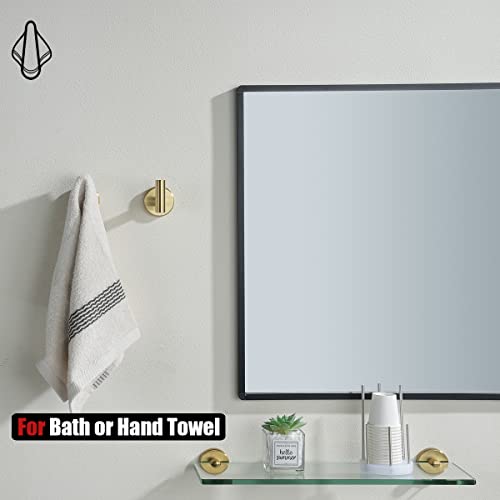 JQK Bathroom Hardware Set, 5-Piece Bath Accessories Set Brass Gold Wall Mount Includes 24 in Towel Bar, 9 in HT Bar, TP Holder, Towel Hook x 2 Brushed Gold, BAS105-BG - color: Gold