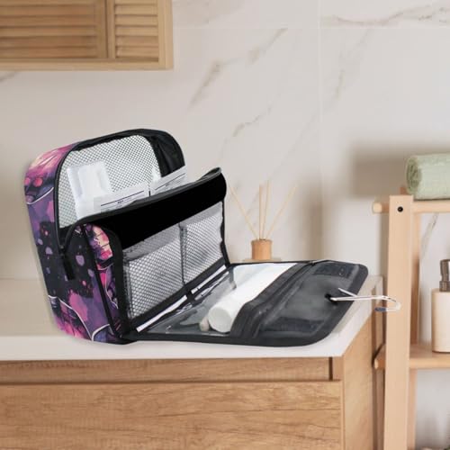 MNSRUU Hanging Toiletry Bag Gothic Skull Butterfly Travel Makeup bag for Toiletries Portable Travel Toiletry Organizer Cosmetic Bags with Hanging Hook - color: Skull I 4097