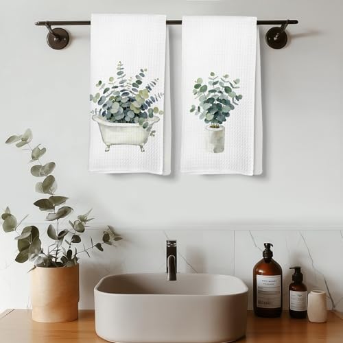 Eucalyptus Bathtub Toilet Paper Roll Hand Towels Set of 2 | Eucalyptus Gifts - color: eucalyptus