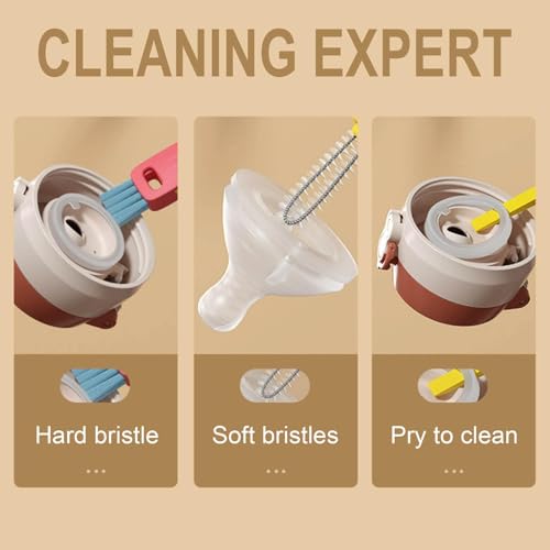 3 in 1 Cup Lid Cleaning Brush, 2026 New Multifunctional Crevice Cleaner Set, Portable Silicone Brush for Baby Bottle Gaps & Tight Spaces, Home Kitchen Cleaning Tool (A-Blue) - color: A-blue