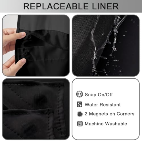 No Hook Shower Curtain and Liner Set for Bathroom, Black, 71" x 74" | with Snap in Liner Replacement, Mesh Top Window, Quick-Drying, Waterproof, Machine Washable, 3 in 1, Ringless, Anti-Wrinkle - color: Black, size: 71"W x 74"L (Pack of 1)