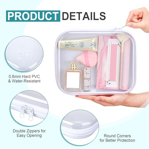 Sanwuta 10 Pcs Hard Zipper Case Clear Hard Pouches Plastic Zipper Pencil Box Toy Storage Bins Portable Plastic Containers for Travel Toiletry Office Cosmetic Blocks Puzzles Organizer (M) - size: M
