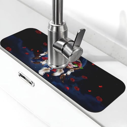 Dreamcatcher Rose Flowers Kitchen sink faucet pad, strong water absorption, anti slip, easy to clean, very suitable for splash and drip prevention, suitable for kitchens and bathrooms - color: Dreamcatcher Rose Flowers