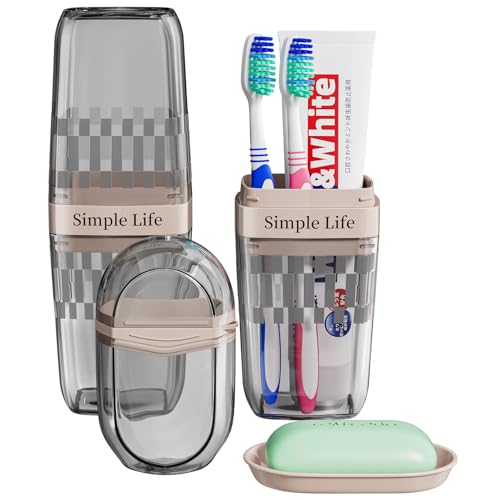 VITVITI Travel Soap Case Container, Portable Toothbrush Travel Case Dish Tray, 7.88 Inch Toothpaste Traveling Toothbrush Holder Set with Cover for Trip/Bathroom/Camping, Gray - color: Gray