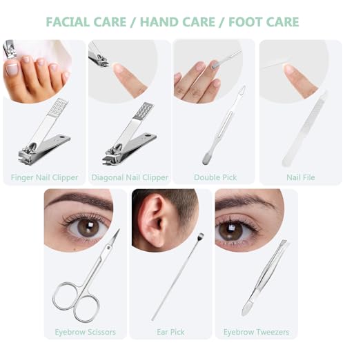 12 Set Manicure Set Bulk Mini Manicure Nail Clipper Kit 7 in 1 Stainless Steel Professional Nail Care Pedicure with Travel Portable Bag Grooming Kits for Women Men Home(Multi Color) - color: Multi Color