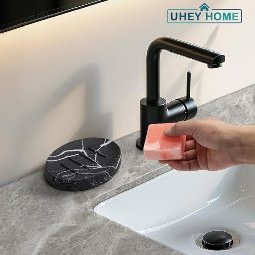 Resin Marble Look Soap Dish 2 Pack Black Bar Soap Holder for Bathroom Shower Soap Tray for Kitchen Sink - color: Marble Black, size: 2 Pack
