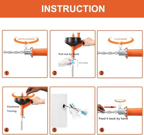 Drain Auger 25ft, Drain Clog Remover with Drill Adapter, Flexible Plumbing Snake for Kitchen, Bathroom & Shower, Manual or Drill Powered Drain Snake - size: 25ft Drain Auger + Tool Kit