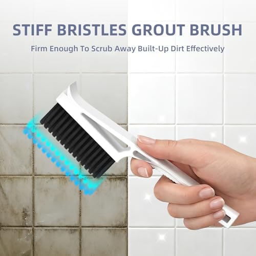 KMOSENIA Grout Cleaner Brush 2PCS, V Shape Grout Cleaning Brush, Stiff Grout Scrub Brushes for Cleaning Shower, Bathroom Tile, Kitchen Floor