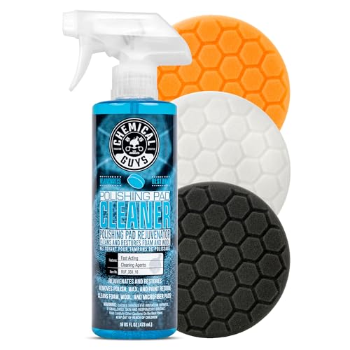 Chemical Guys 6.5" Buffing Pad Sampler Kit - 4 Piece Detailing Set with 3 Professional Foam Pads and 16 oz Polishing Pad Cleaner - Works with Dual Action and Rotary Polishers Using 6" Backing Plates - size: 6.5"