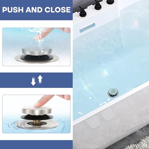 Brushed Nickel Universal Tip Toe Tub Stopper, Pop Up Bathtub Drains Plug, Bathroom Bath Tub Drain Stoppers, Conversion Kit Assembly, Replaces Lift and Turn, Tip-Toe and Trip Lever drains for Tub - color: Brushed Nickel