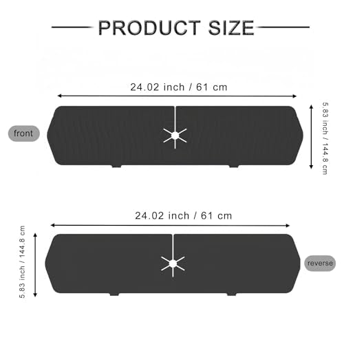 Silicone Long Sink Faucet Splash pad, Kitchen and Bathroom Universal countertop Protection pad. (Medium Black) - color: Medium Black