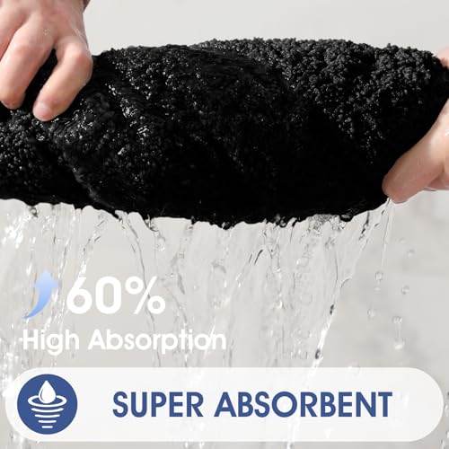 Bathroom Rugs 32"x20", Ultra Soft Thick Plush Fluffy Microfiber Absorbent Bath Mat, Non-Slip Backing, Machine Washable Bath Mats for Bathroom Floor, Tub and Shower, Home Decor Accessories, Black - color: Black, size: 1'8" x 2'8" (Rectangular)