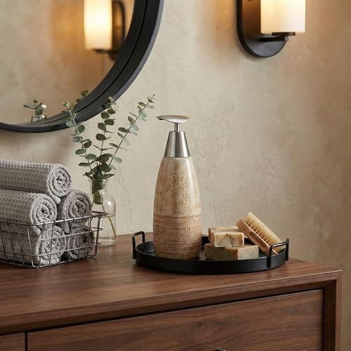 BOPPIE Ceramic Soap Dispenser, Modern Countertop Hand & Dish Soap Dispenser for Bathroom/Kitchen, Refillable Liquid Soap Bottle with Rust Proof Pump (Ceramic Style B) - color: Ceramic Style B