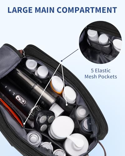 WANDF Toiletry Bag for Men Travel Toiletry Organizer Canvas and Leather Dopp Kit Water-Resistant Shaving Bag for Travel Accessories (Black, Large) - color: L, Black, size: Large
