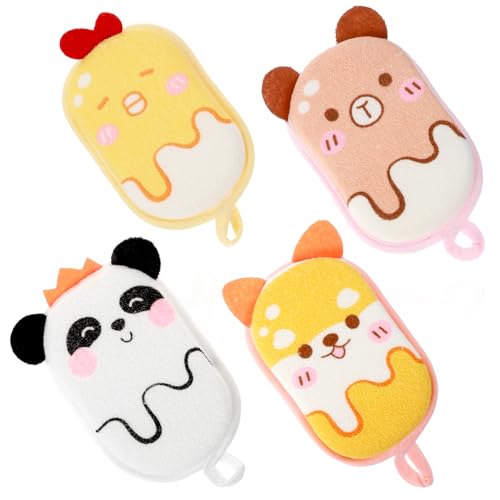 4 Pcs Baby Bath Sponge, Multicolored-Bath Loofah Sponge Bath Sponges for Kids Babys Absorbent Shower Sponges Soft Baby Spongess for Bathing - color: Bright Color