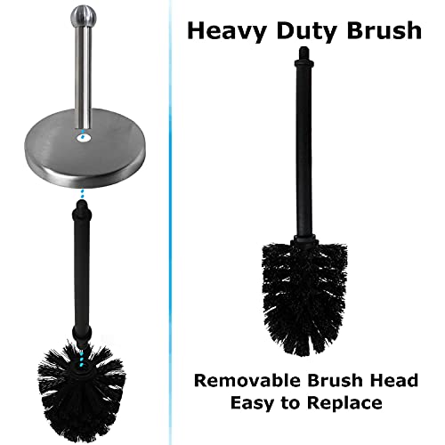 Blue Donuts Toilet Brush with Stainless Steel Holder, Toilet Bowl Cleaner Brush and Holder, Cleaning Brush Holder, Chrome - color: Stainless