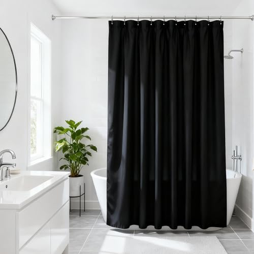 108 Inch Extra Wide Linen Black Shower Curtain Neutral Modern Bath Drapes Set 72 Inch Long with Hooks Farmhouse Boho Shower Curtains for Bathroom, Cream Ivory Birch, 108x72 - color: Black, size: 108"W x 72"L (Pack of 1)