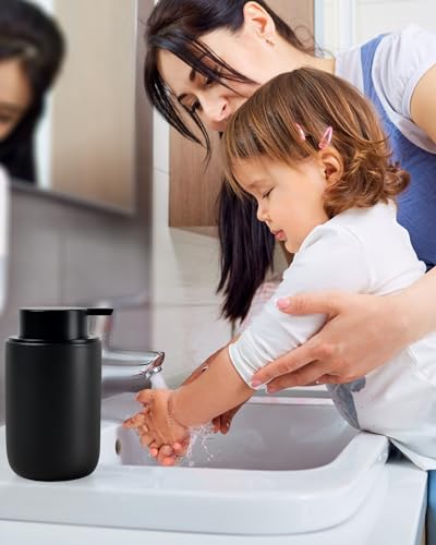BosilunLife Lotion Pump Dispenser - Matte Black Soap Dispenser Bathroom Ceramic Dish Liquid Soap Dispenser for Kitchen, Bathroom Countertop Soap Dispensers - color: Black-liquid Pump