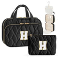 YOOLIFE Kids Toiletry Bag Initial Makeup Bag for Teen Girls - Birthday Gifts for 7 8 9 10 11 12 13 14 15 16 17 18 Year Old Girls, Teen Girl Gifts Trendy Stuff Black - H - color: Black, style: H