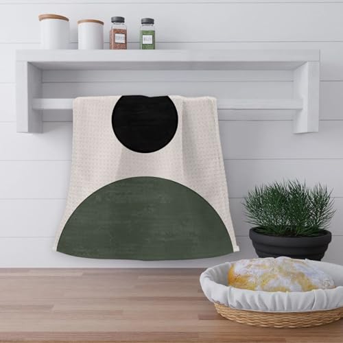 OHSUL Boho Kitchen Towels, Green Decorative Hand Towels, Bohemian Style Kitchen Bath Decor, Dish Tea Hand Towels for Home Use 16x24 Inch (Dark Green) - color: Color-3