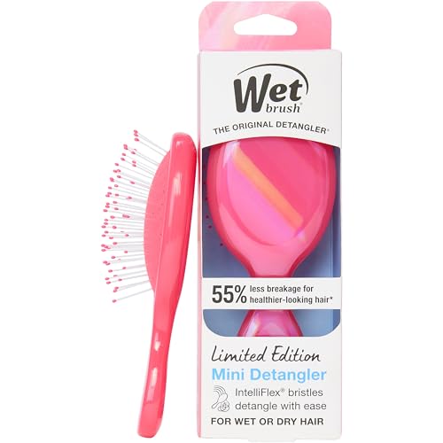 Wet Brush Mini Detangler Hair Brush for Gentle Knot Removal, Compact Travel Size, Soft Bristles for Pain-Free Detangling, Less Breakage, Works on All Hair Types, Limited Edition, Prismatic Glow Pink - color: Prismatic Glow Pink