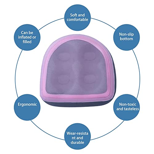Inflatable Hot Tub Seat Booster with Suction Cups & Mesh Cover, Dual Use Inflatable Hot Tub Cushion Seat, Non Slip Blow Up Pillow Hot Tub Chairs Accessories for Adults Elderly Spa Bathtub - color: Pink
